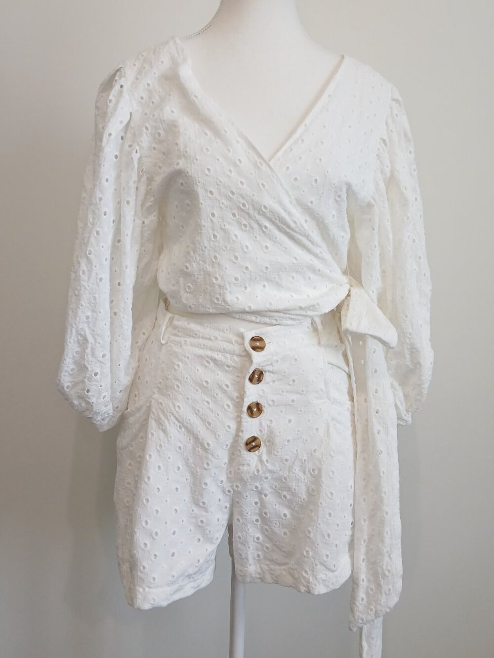 Anthropologie L Space Eye On You Eyelet Cover Up Top & Short Set Size Small